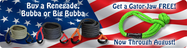 Buy a Renegade, Bubba or Big Bubba Rope and get a Gator-Jaw FREE!