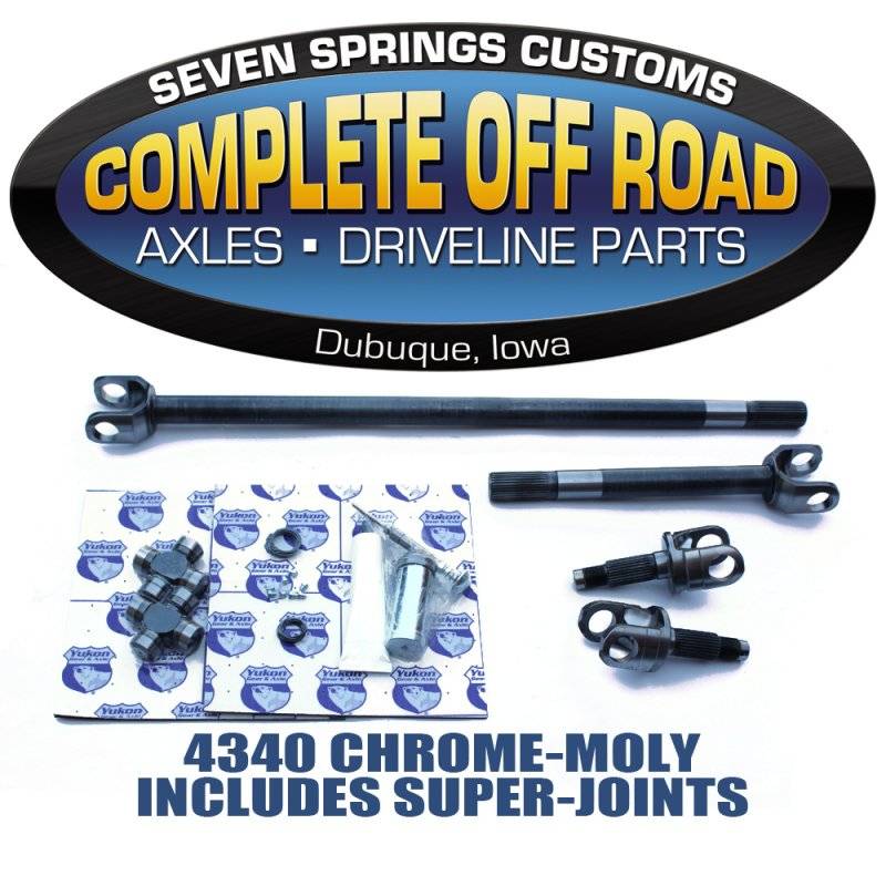 XJ YJ TJ JEEP CHROMEMOLY AXLE KIT W/ SUPER UJOINTS & DISCONNECT BLOCK