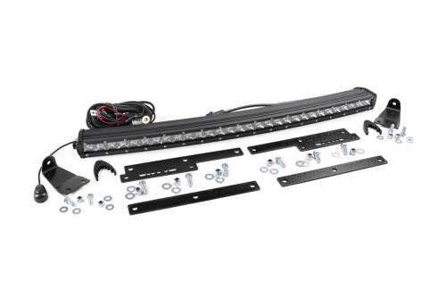 Rough Country - Single Row LED Light Bar Hidden Grille Mount w/ 30-inch Chrome Series Curved CREE LED Light Bar (70625)