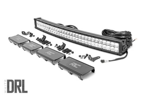 Rough Country - 30-inch Curved Cree LED Light Bar - (Dual Row | Chrome Series w/ Cool White DRL) 72930DRL