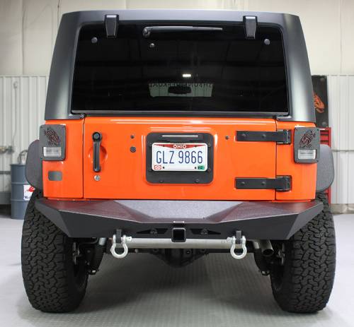 Fishbone Offroad - FISHBONE JK Rear Bumper with Recovery Hitch, Black Powder Coated, Black Powder Coated Fits 07-17 JK (FB22046)