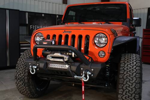 Fishbone Offroad - FISHBONE JK Stubby Front Bumper - Textured Black Powder Coat, Fits JK 07-18 (FB22004)