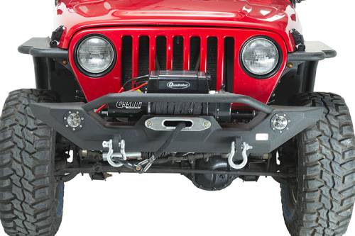 Fishbone Offroad - FISHBONE TJ Front Bumper with LED Lights, Steel, Textured Black Powder Coat, Fits 97-06 (FB22016)