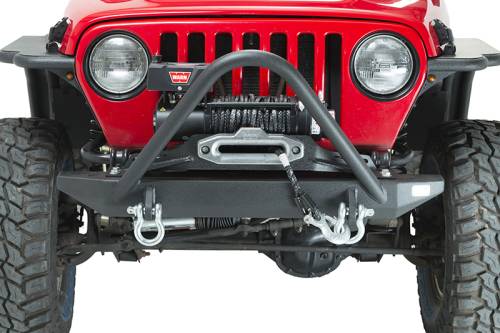 Fishbone Offroad - FISHBONE TJ Front Bumper with Stinger, Black Powder Coated, Fits 97-06 TJ (FB22047)