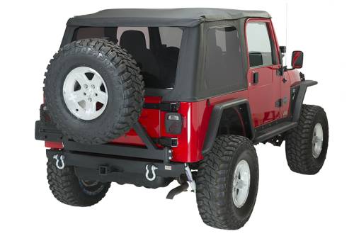 Fishbone Offroad - FISHBONE TJ Rear Bumper with Tire Carrier, Steel, Textured Black Powder Coat, Fits 97-06 (FB22017)