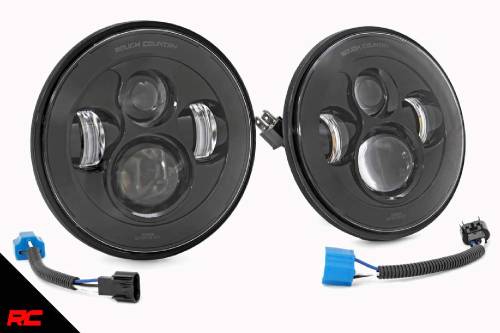 Rough Country - Rough Country LED Round Headlights 7" for 2007-2018 Jeep Wrangler JK (RCH5000)