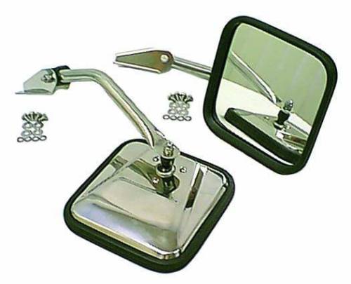 Rugged Ridge - Rugged Ridge Door Mirror Kit, CJ-Style, Chrome; 55-86 Jeep CJ5/CJ6/CJ7/CJ8 - 11010.01