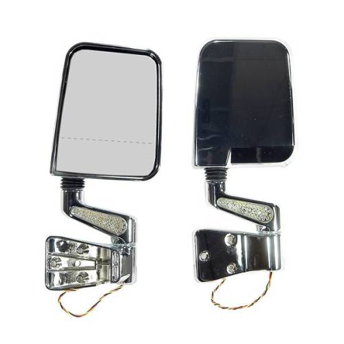 Rugged Ridge - Rugged Ridge Door Mirror Kit, LED Turn Signal, Dual Focus, Chrome; 87-02 Wrangler - 11016.02