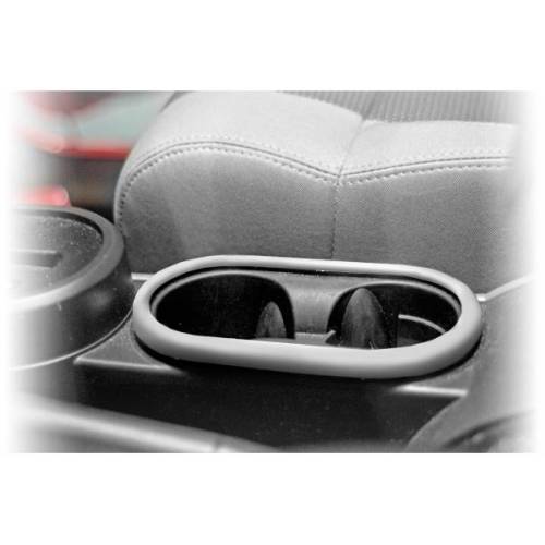 Rugged Ridge - Rugged Ridge Cup Holder Trim, Front, Brushed Silver; 07-10 Jeep Wrangler JK - 11151.13