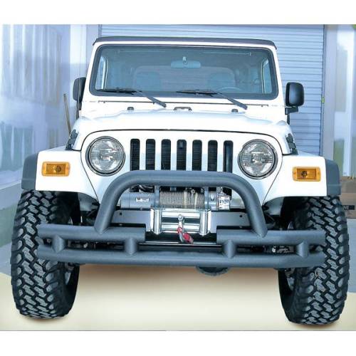 Rugged Ridge - Rugged Ridge Double Tube Bumper Front 3 Inch Hoop Winch Ready | 76-06 CJ/YJ/TJ - 11561.03