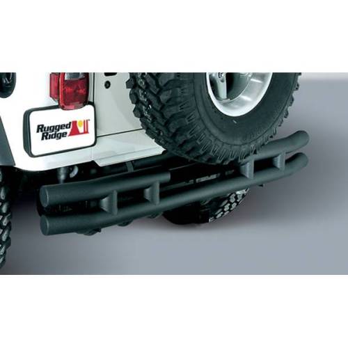 Rugged Ridge - Rugged Ridge Double Tube Bumper Rear 3 Inch | 87-06 Jeep Wrangler YJ/TJ - 11571.03