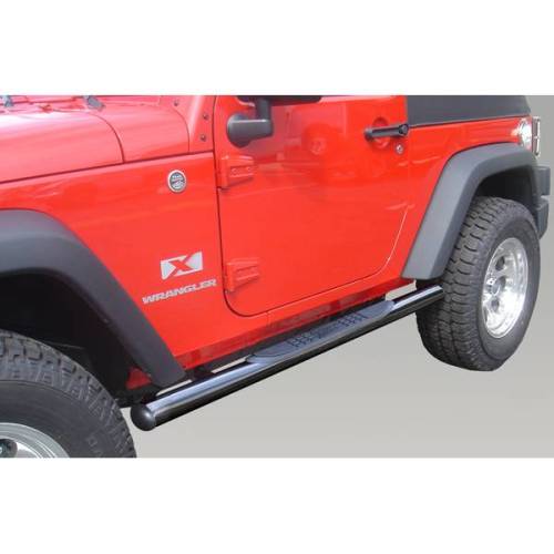 Rugged Ridge - Rugged Ridge Tube Side Step Kit Round 3 Inch Black | 07-18 Jeep Wrangler JK - 11590.05