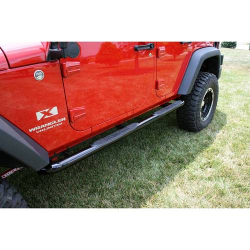 Rugged Ridge - Rugged Ridge Tube Side Step Kit Round 3 Inch Black | 07-18 Jeep Wrangler 4 Door - 11590.06