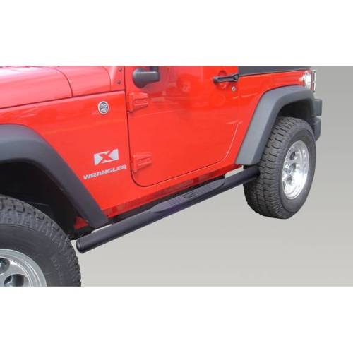 Rugged Ridge - Rugged Ridge Tube Side Step Kit Oval 4.25 Inch Black | 07-18 Wrangler JK 2 Door - 11591.07