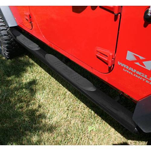 Rugged Ridge - Rugged Ridge Tube Side Step Kit Oval 4.25 Inch Black | 07-18 Wrangler JKU 4 Door - 11591.08