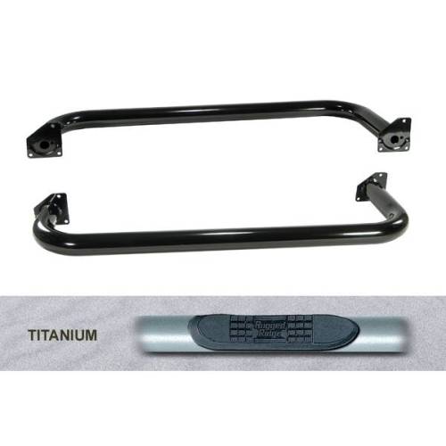 Rugged Ridge - Rugged Ridge Tube Side Steps Round 3 Inch Titanium | 97-06 Jeep Wrangler TJ - 11592.04