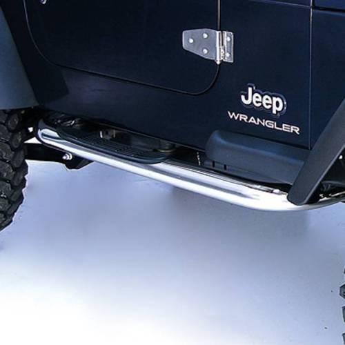 Rugged Ridge - Rugged Ridge Tube Side Step Kit Round 3 Inch Stainless Steel | 97-06 Wrangler TJ - 11593.04