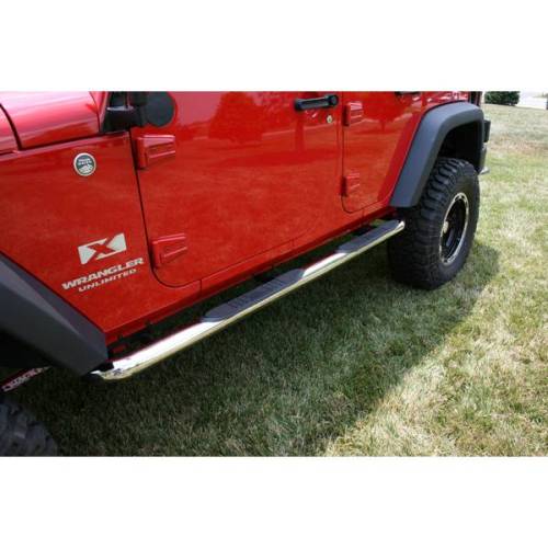 Rugged Ridge - Rugged Ridge Tube Side Step Kit Round 3 Inch Stainless | 07-18 Wrangler 4 Door - 11593.06