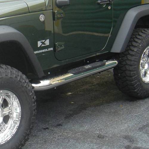 Rugged Ridge - Rugged Ridge Tube Side Step Kit Round 4 Inch Stainless | 07-18 Wrangler 2 Door - 11593.09