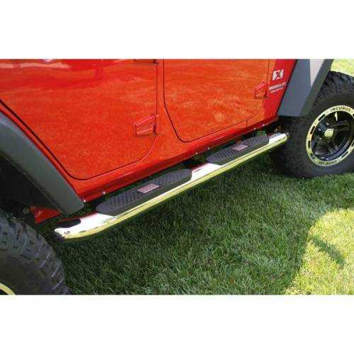 Rugged Ridge - Rugged Ridge Tube Side Step Kit Round 4 Inch Stainless | 07-18 Wrangler 4 Door - 11593.1