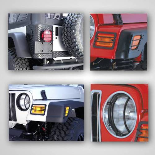 Rugged Ridge - Rugged Ridge Euro Guard Kit Black Stainless Steel 8 Piece | 97-06 Wrangler TJ - 12495.02