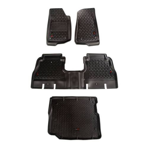 Rugged Ridge - Rugged Ridge Floor Liner Front/Rear/Cargo | Black 2018-2020 Jeep Wrangler JL 4 Dr - 12988.05