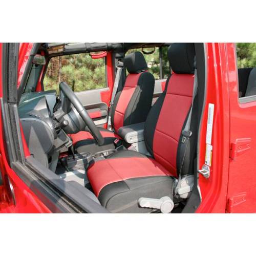 Rugged Ridge - Rugged Ridge Seat Cover Kit Front Neoprene Black/Red | 11-18 Jeep Wrangler - 13215.53