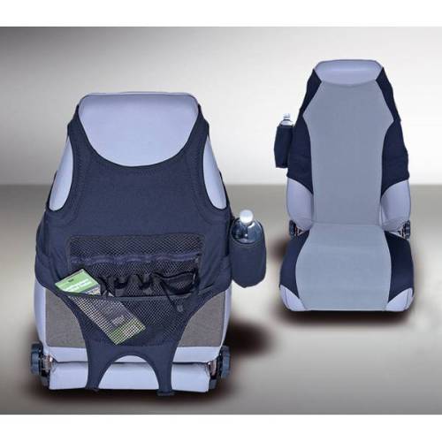 Rugged Ridge - Rugged Ridge Seat Protector Kit Fabric Black/Gray | 76-06 Jeep CJ/Wrangler YJ/TJ - 13235.19