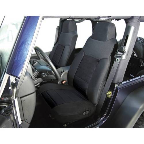 Rugged Ridge - Rugged Ridge Seat cover Rugged Ridge fabric fronts (pair) black 76-90 Wrangler - 13242.01