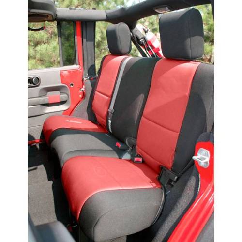 Rugged Ridge - Rugged Ridge Seat Cover Rear Neoprene Black/Red | 07-18 Jeep Wrangler JK - 13265.53