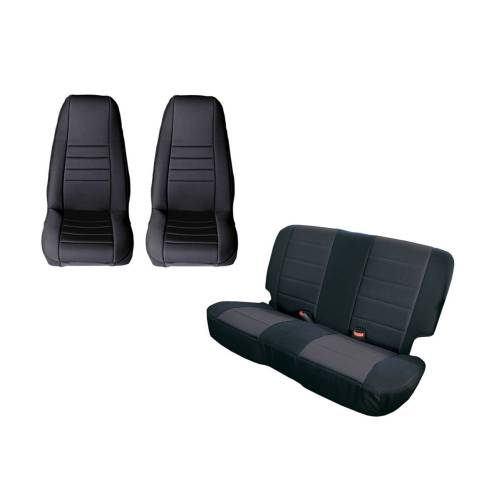 Rugged Ridge - Rugged Ridge Seat Cover Kit Black | 80-90 Jeep CJ/Wrangler YJ - 13290.01