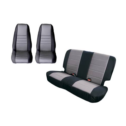 Rugged Ridge - Rugged Ridge Seat Cover Kit Black/Gray | 80-90 Jeep CJ/Wrangler YJ - 13290.09