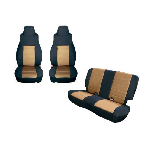 Rugged Ridge - Rugged Ridge Seat Cover Kit Black/Tan | 91-95 Jeep Wrangler YJ - 13291.04