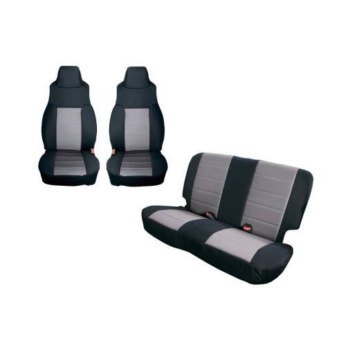 Rugged Ridge - Rugged Ridge Seat Cover Kit Black/Gray | 91-95 Jeep Wrangler YJ - 13291.09