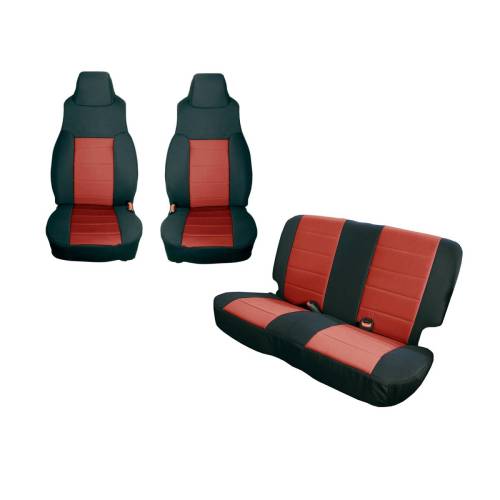 Rugged Ridge - Rugged Ridge Seat Cover Kit Black/Red | 91-95 Jeep Wrangler YJ - 13291.53