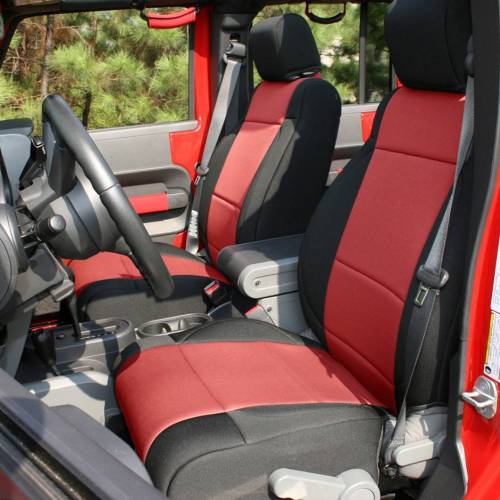 Rugged Ridge - Rugged Ridge Seat Cover Kit Black/Red | 07-10 Jeep Wrangler JK 2 Door - 13294.53