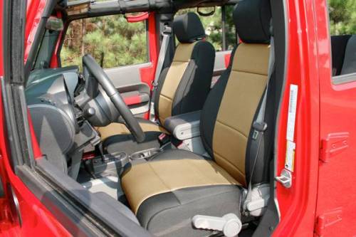 Rugged Ridge - Rugged Ridge Seat Cover Kit Black/Tan | 11-18 Jeep Wrangler JK 2 Door - 13296.04