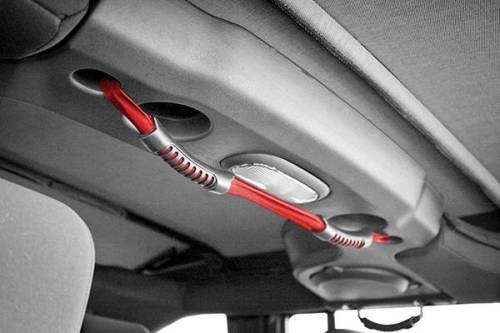 Rugged Ridge - Rugged Ridge Grab Strap Rear Dual Red | 07-18 Jeep Wrangler JKU - 13305.13