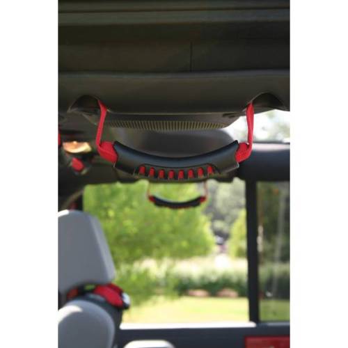 Rugged Ridge - Rugged Ridge Grab Handle Kit Rear Red | 07-18 Jeep Wrangler JKU - 13305.15