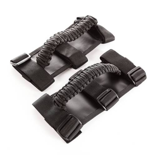 Rugged Ridge - Rugged Ridge Grab Handle Kit Paracord Black/Black | 55-21 Jeep CJ/Wrangler/Gladiator - 13505.3