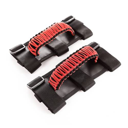 Rugged Ridge - Rugged Ridge Grab Handle Kit Paracord Red/Black | 55-21 Jeep CJ/Wrangler/Gladiator - 13505.31