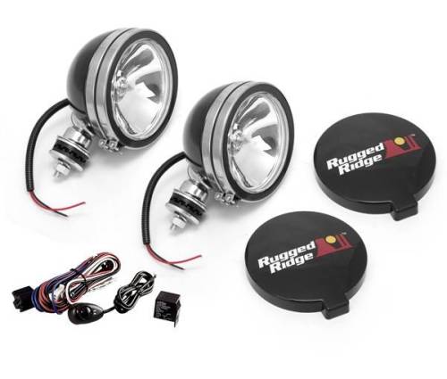 Rugged Ridge - Rugged Ridge Light Kit Halogen 6 Inch Black Steel Housing 2 Piece - 15207.51