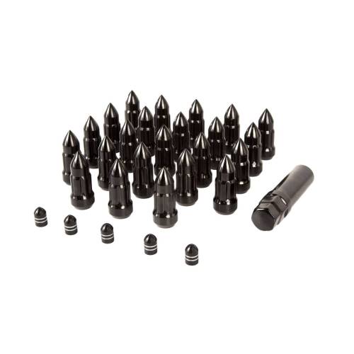 Rugged Ridge - Rugged Ridge Wheel Lug Nut/Valve Stem Cap Kit Bullet Style Black - 16715.27