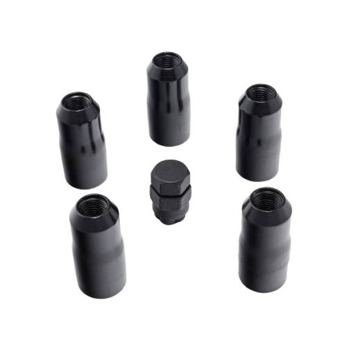 Rugged Ridge - Rugged Ridge Wheel Lock Nut Set 5 Nuts w/Key Black M14-1.5 - 16715.34