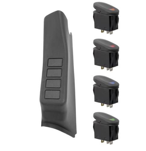 Rugged Ridge - Rugged Ridge Switch Pod Kit A-Pillar Black LHD | 07-10 Jeep Wrangler JK - 17235.86