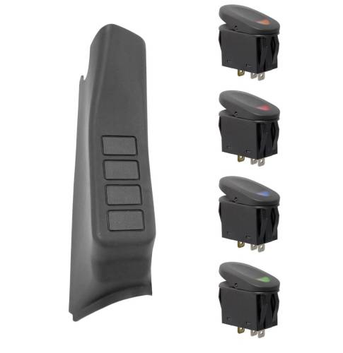 Rugged Ridge - Rugged Ridge Switch Pod Kit A-Pillar 4 Switches Black RHD | 07-10 Wrangler JK - 17235.87