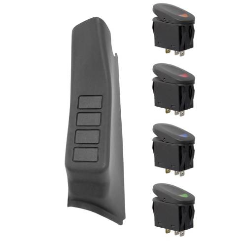 Rugged Ridge - Rugged Ridge Switch Pod Kit A-Pillar 4 Switches Black LHD | 11-18 Wrangler JK - 17235.96