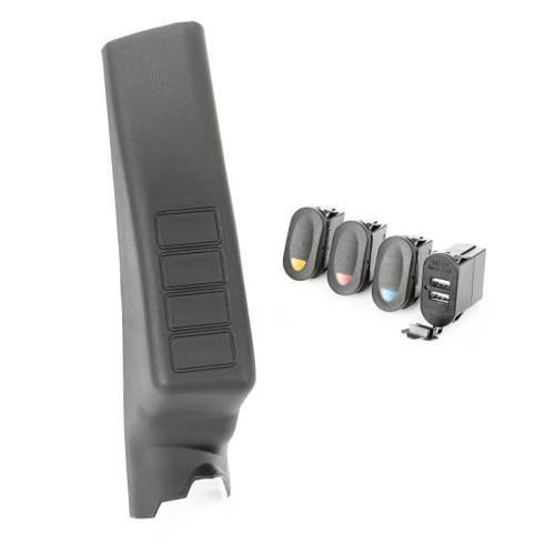 Rugged Ridge - Rugged Ridge Switch Pod Kit A-Pillar 3 Switch Dual USB Connector | 11-18 JK/JKU - 17235.98