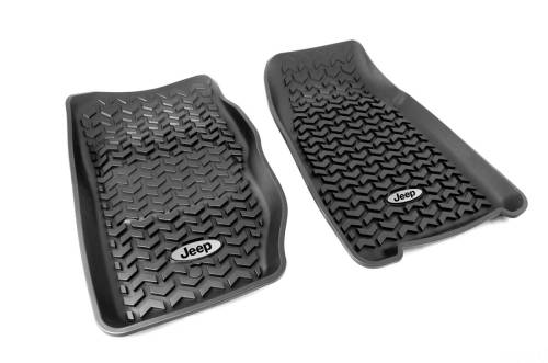 Rugged Ridge - Rugged Ridge All Terrain Floor Liner Front Pair Black Jeep Logo | 84-01 Cherokee - DMC-12920.25