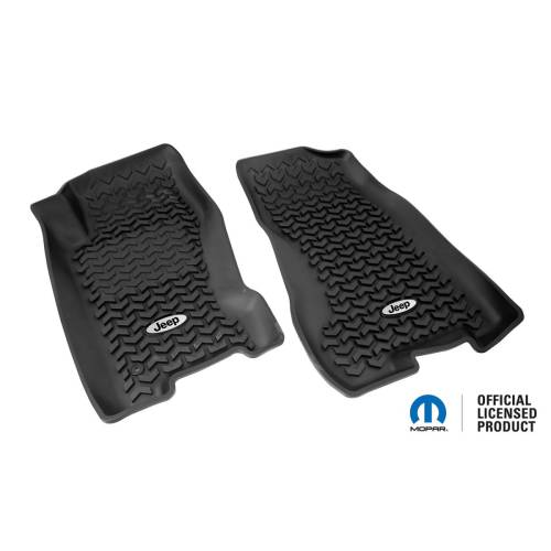 Rugged Ridge - Rugged Ridge All Terrain Floor Liner Front Pair Black Jeep Logo | 99-04 Jeep WJ - DMC-12920.27